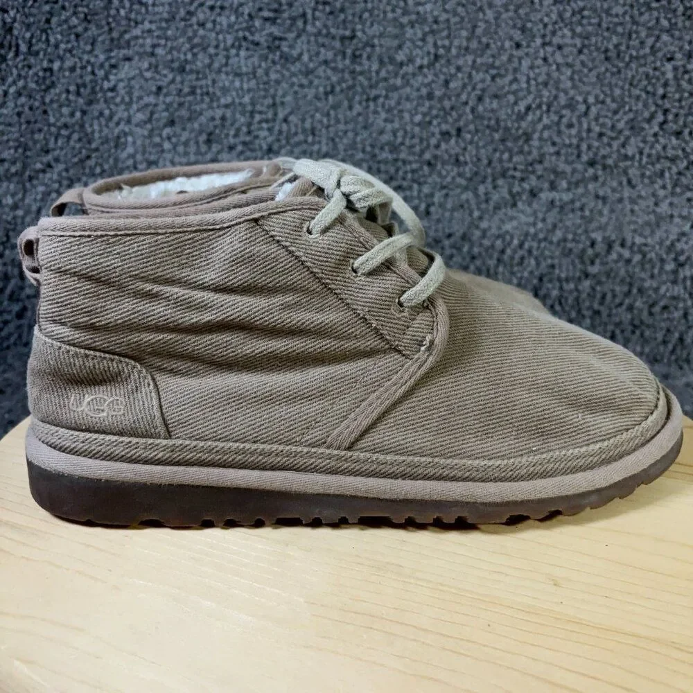 UGG Neumel Natural Chukka Boots Mens Size 11 Natural Hemp Canvas Faux Fur Lined